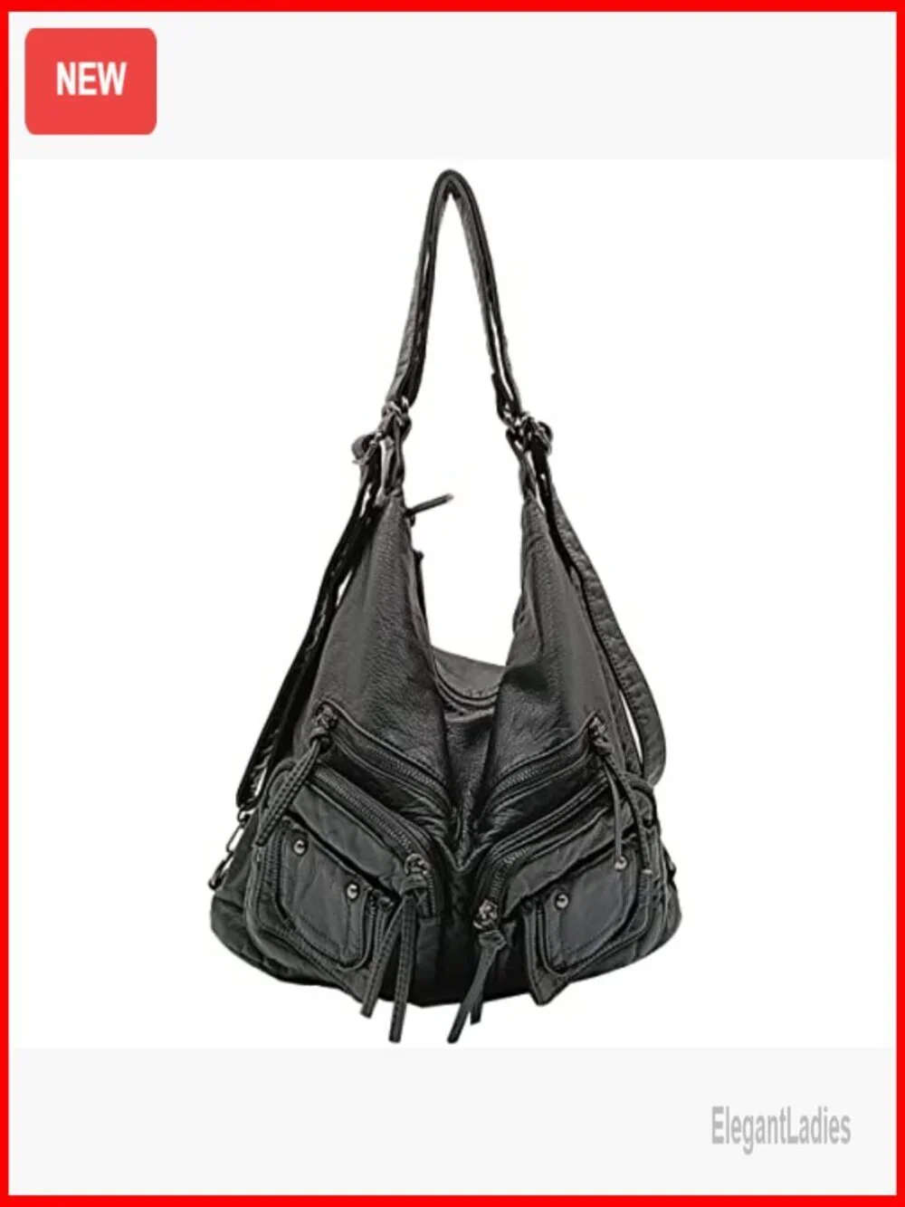 Large PU Leather Hobo Bag Convertible Backpack Tote Crossbody